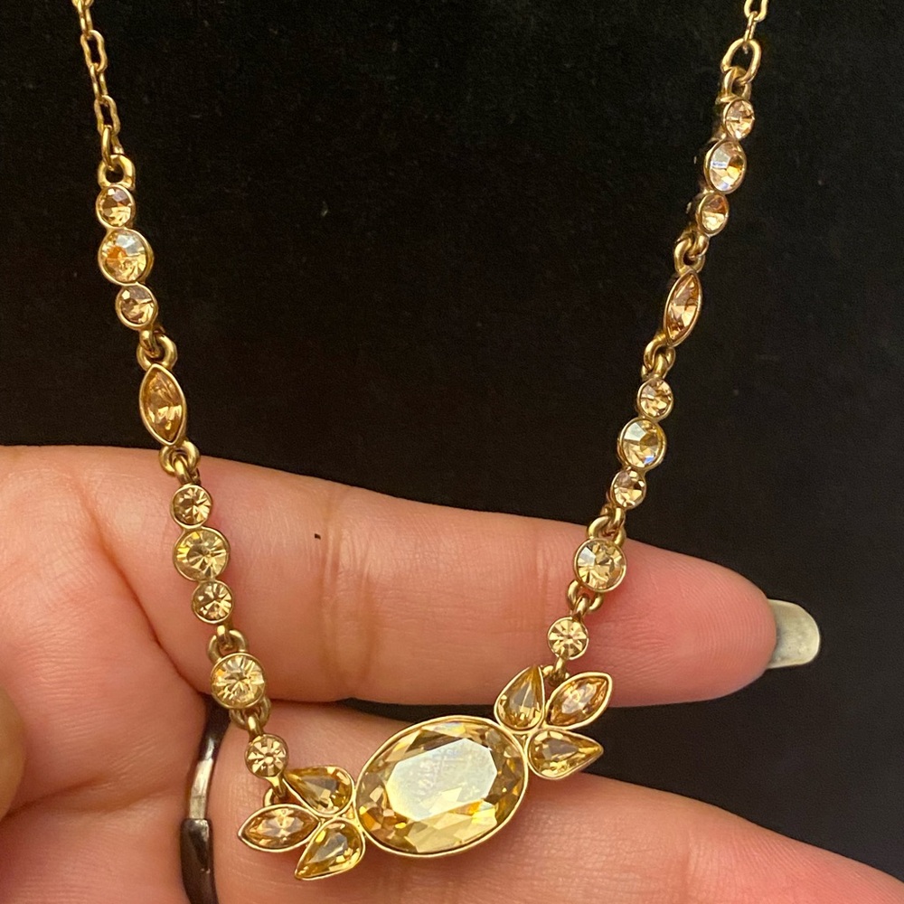 Vintage Givenchy Gold Necklace with champagne tone glass.
